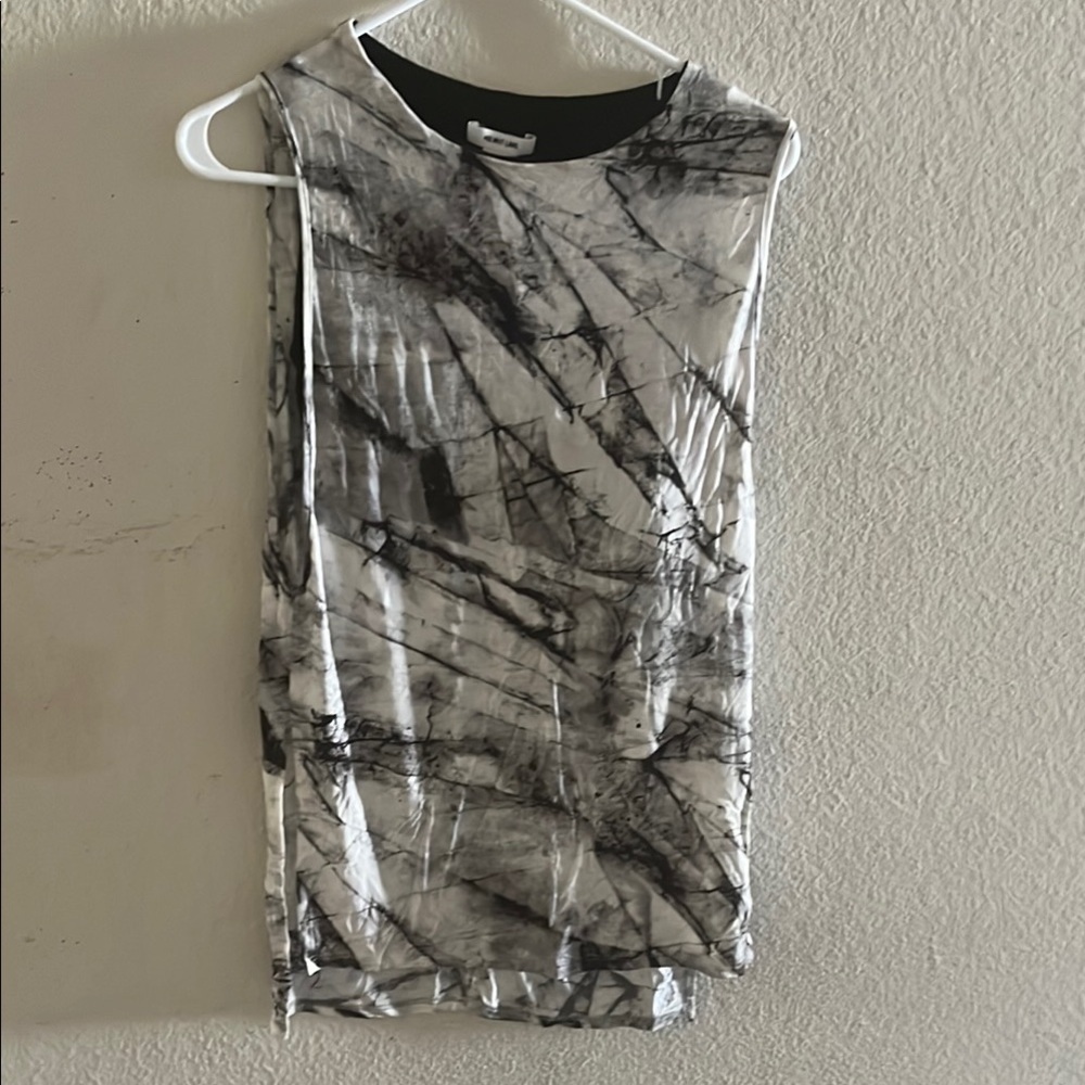 Helmut Lang Graphic Black and White Sleeveless Top